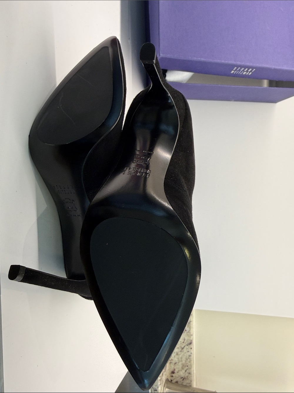 Stuart Weitzman Tall Black Suede Over-the-Knee Pointed-Toe Boots - Picture 4 of 8